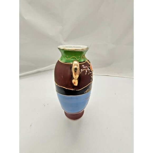 Hand Painted Moriage Miniature Two Handled Jug Bird & Floral Japan 5" - Picture 5 of 11